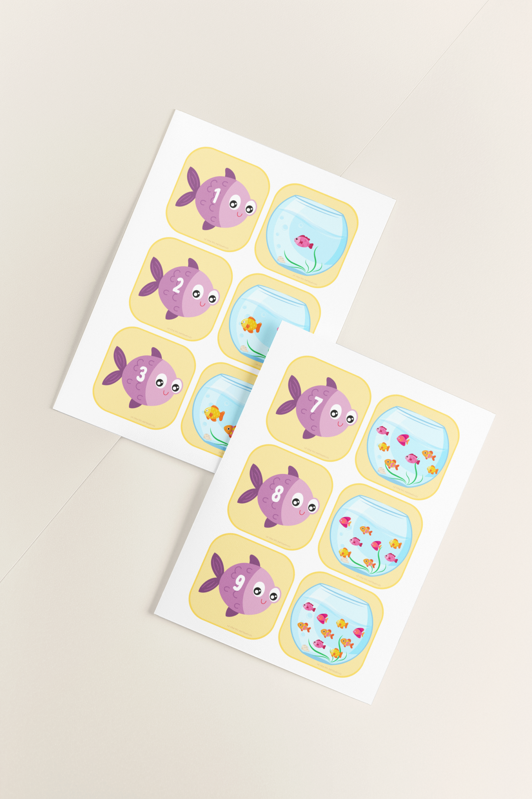 correspondance chiffre quantité de 1 à 10 : les poissons