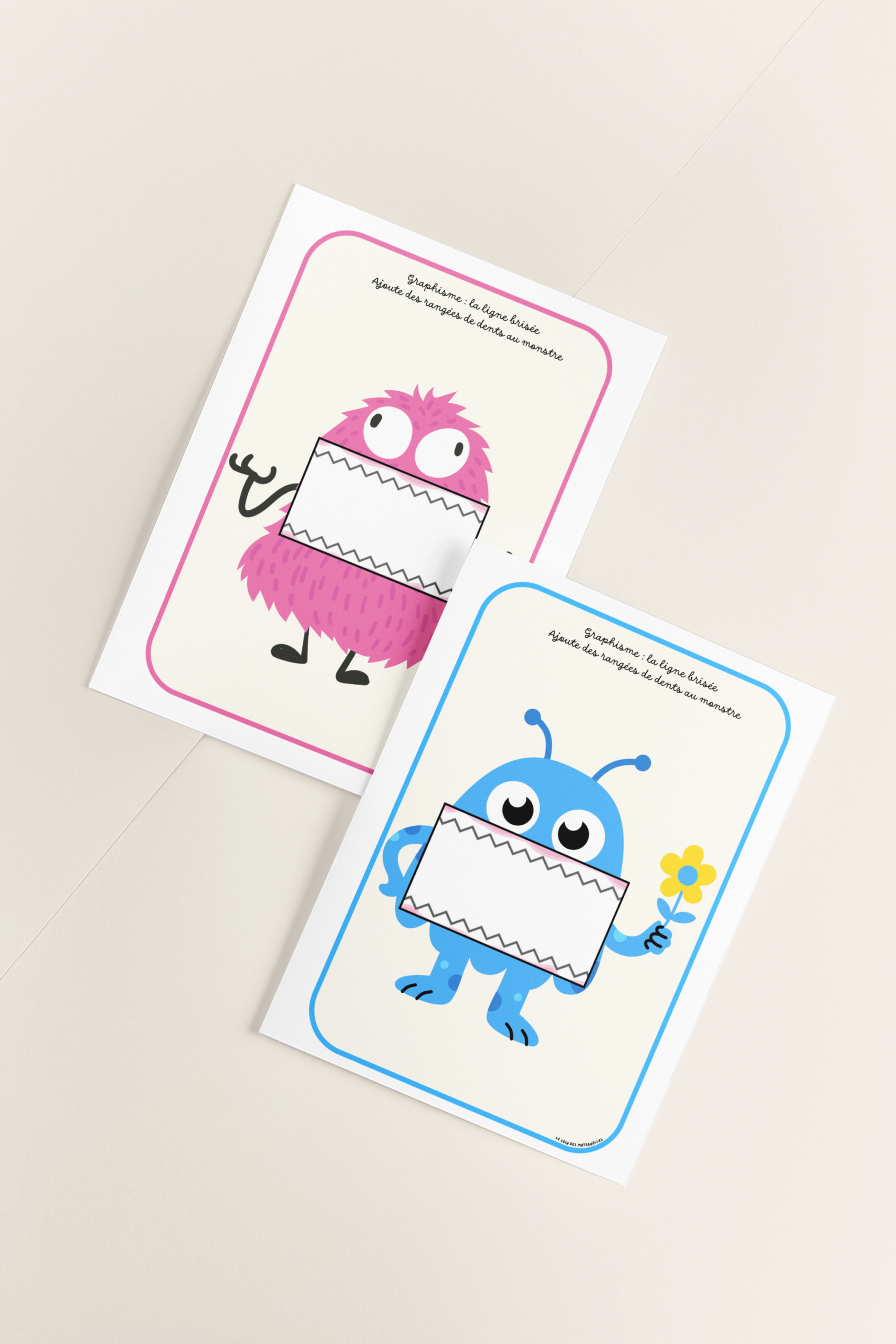 graphisme : ligne brisée fiches rangées de dents monstres