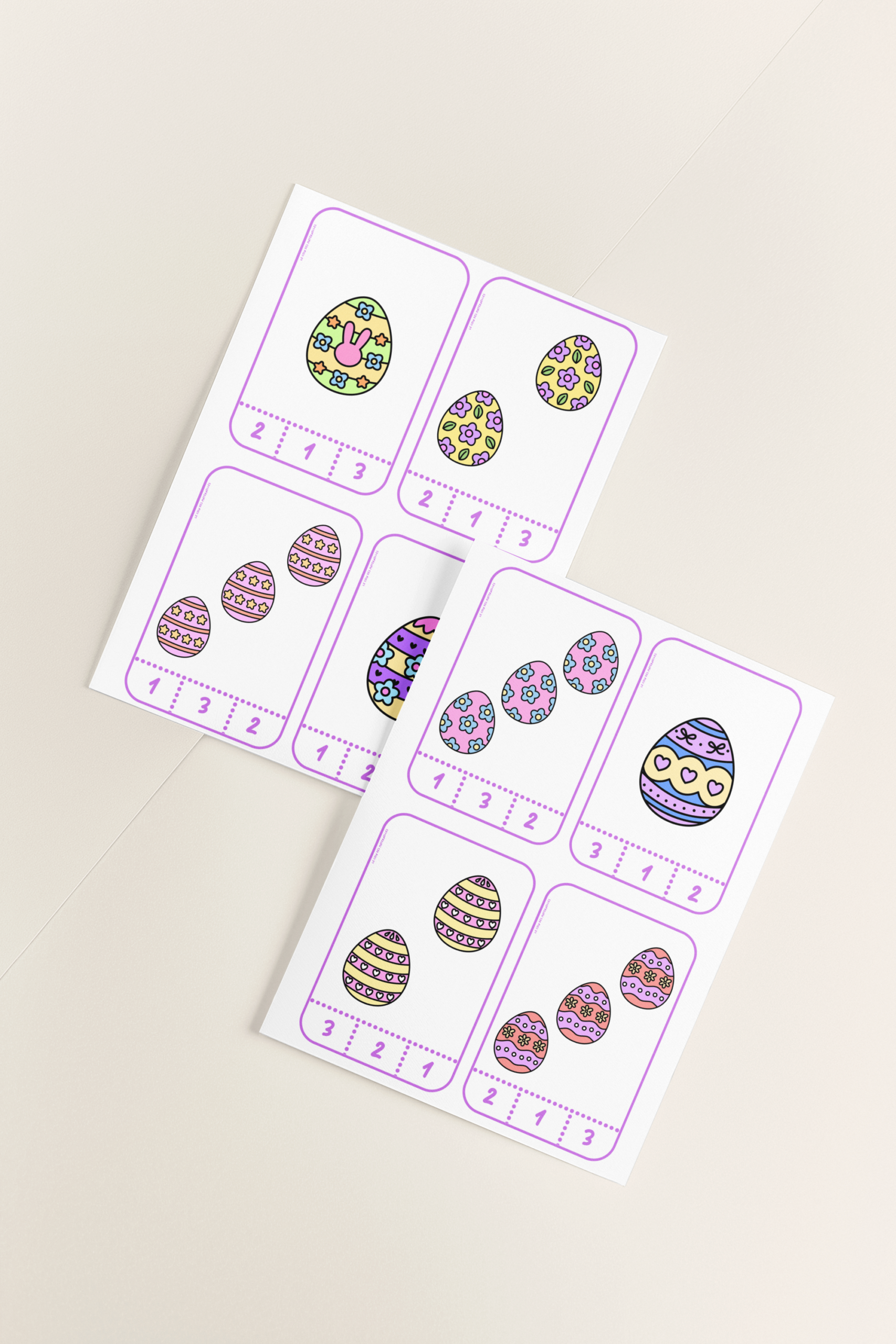 cartes à compter pâques 1 à 3