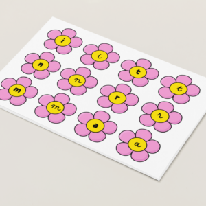 Correspondance lettres script et cursives : les fleurs