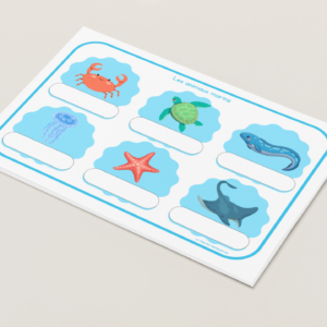 reconnaissance des mots, mots à replacer : les animaux marins