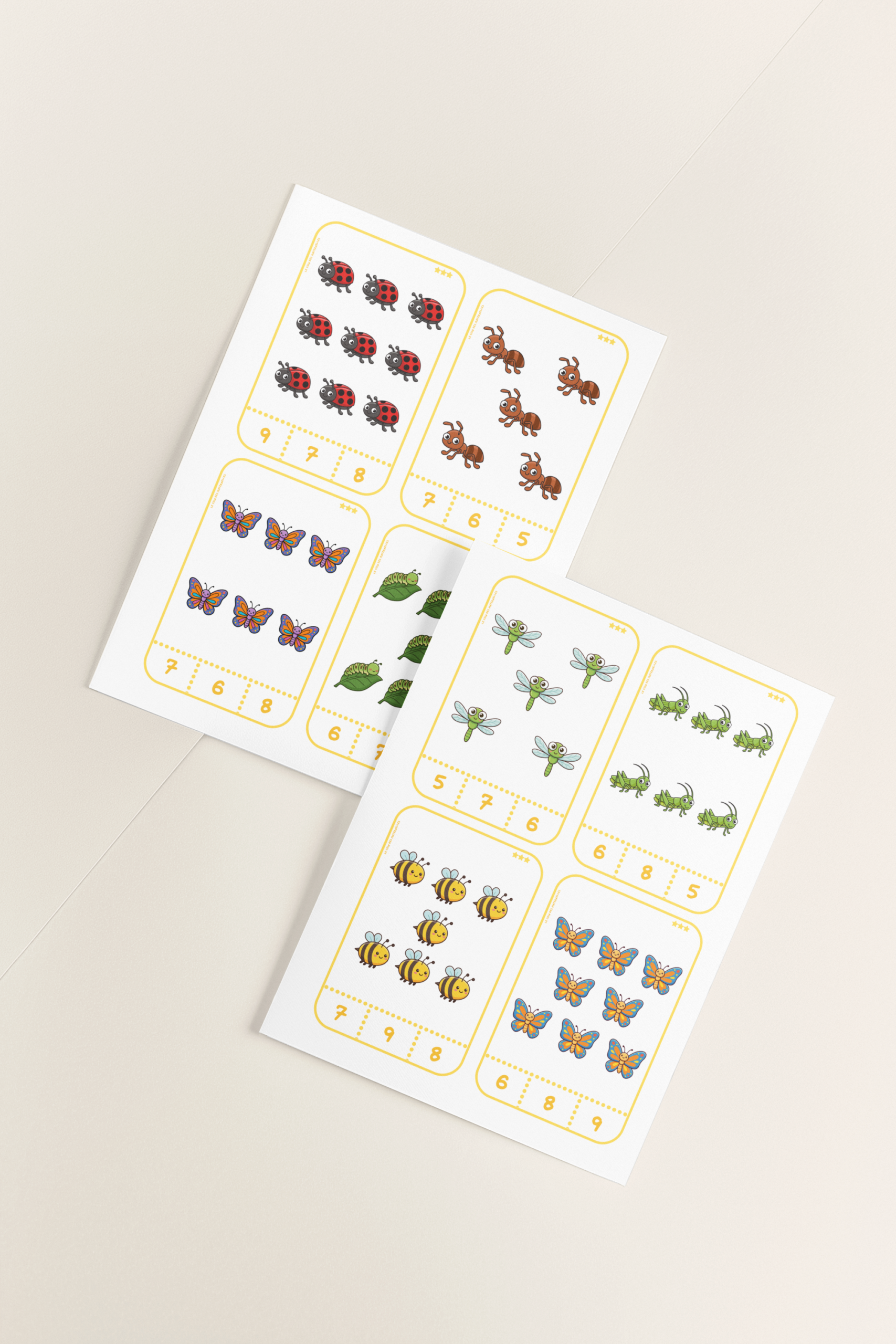 Activité de comptage maternelle insectes