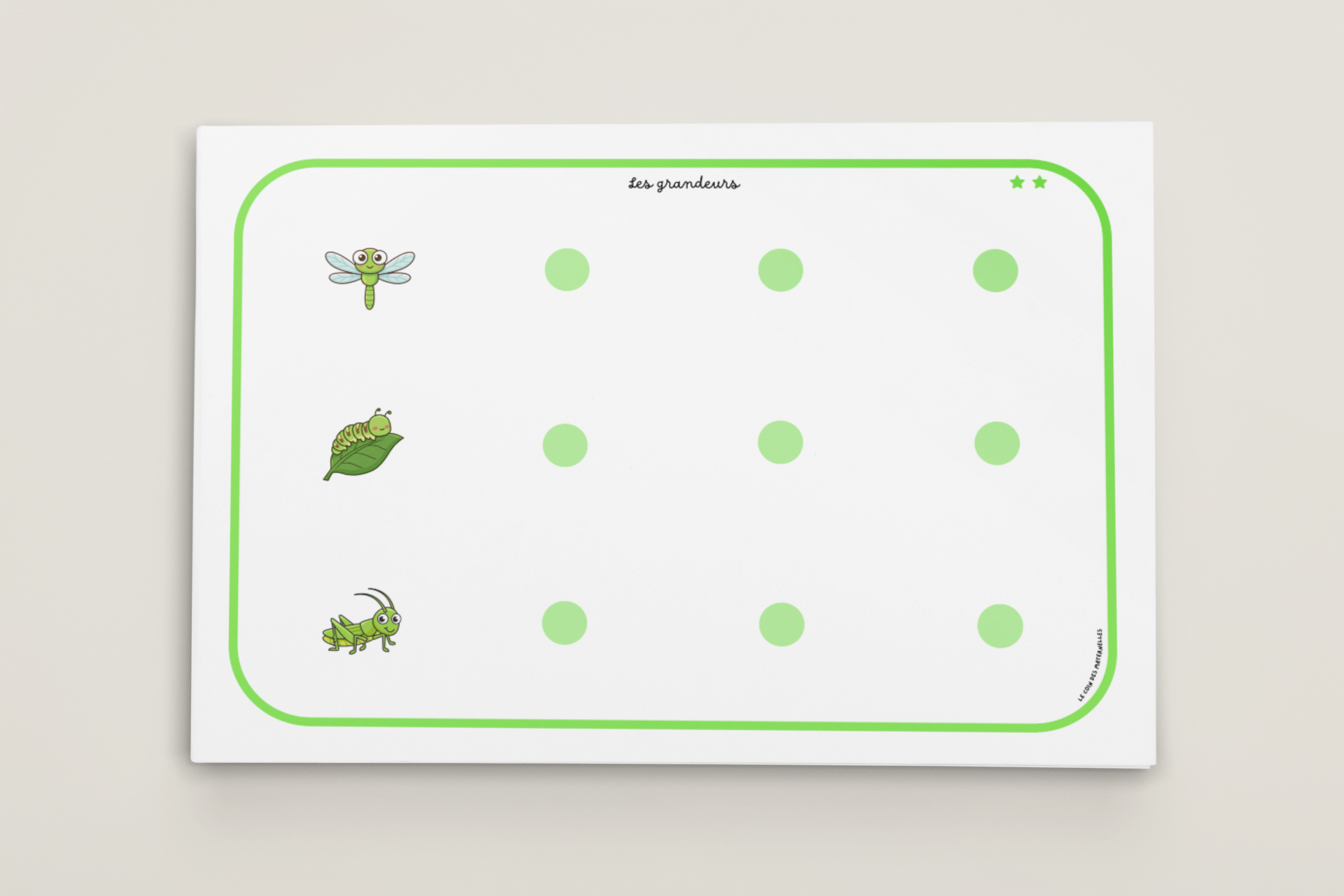 Activité grandeurs maternelle printemps