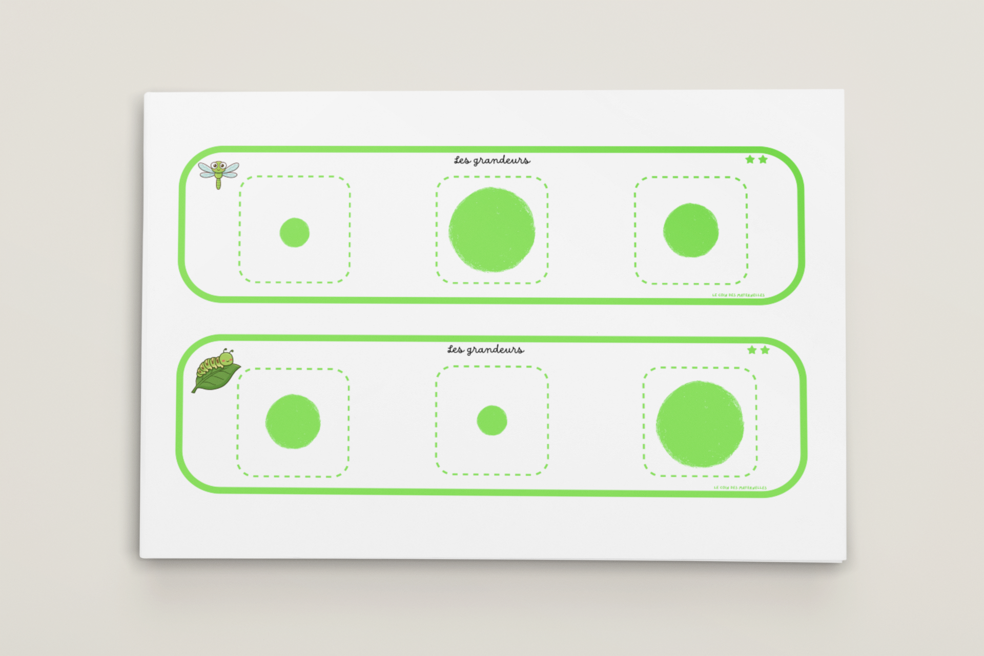 Activité grandeurs maternelle printemps