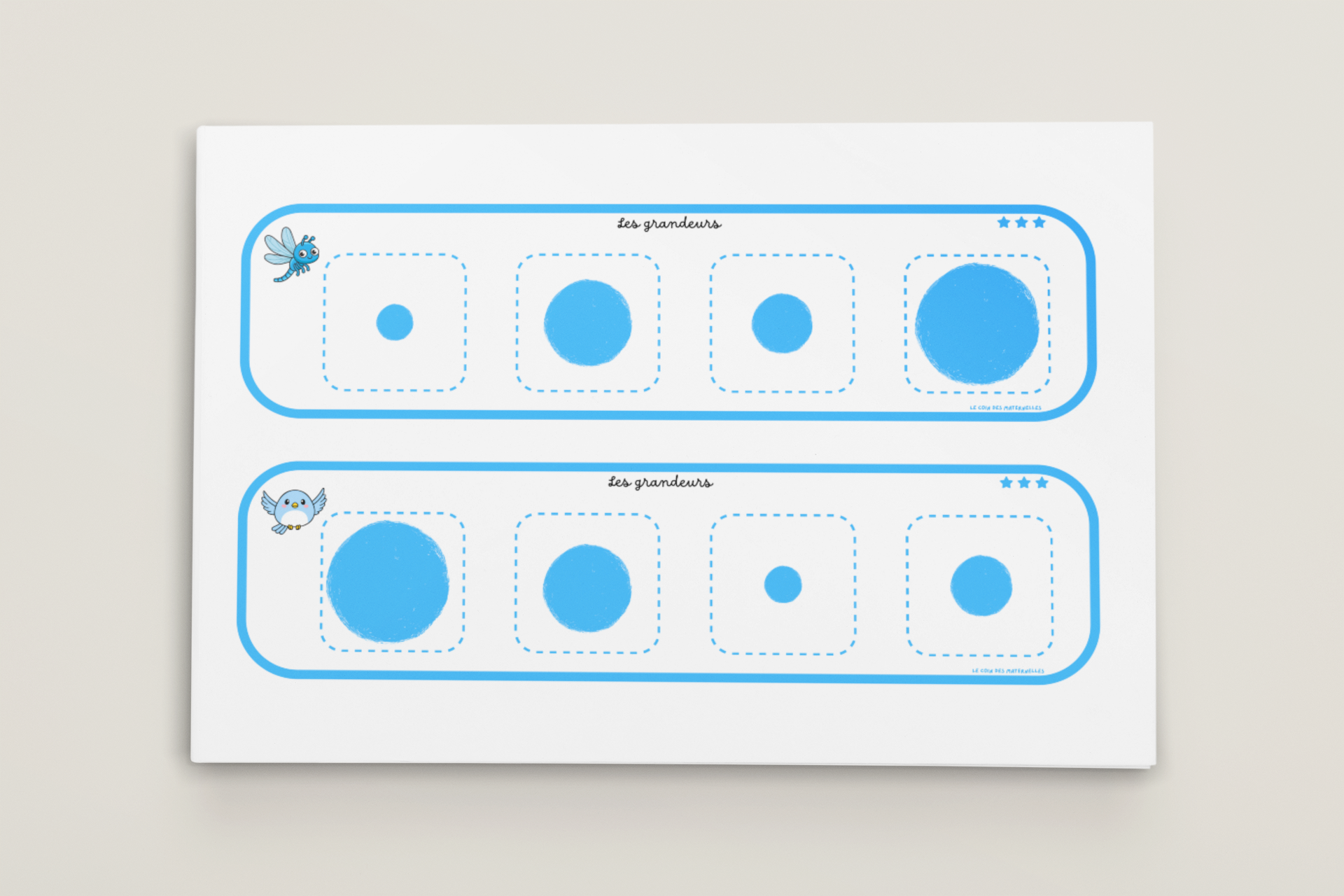 Activité grandeur maternelle